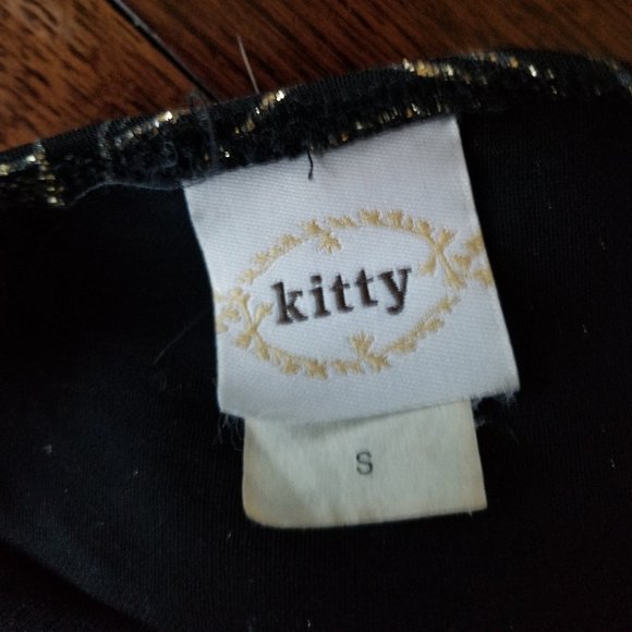 Kitty Black/Shimmering Gold/Mesh Long Evening Dress - Picture 2 of 11